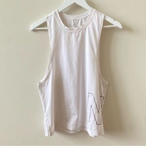 Nike White/Glitter Muscle Tee Glitter Logo Gym Sleeveless Top Women’s Size Small
